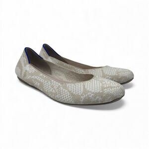 Rothy’s The Square Lily Floral Knit Slip On Flats White Cream Beige Women’s 7.5